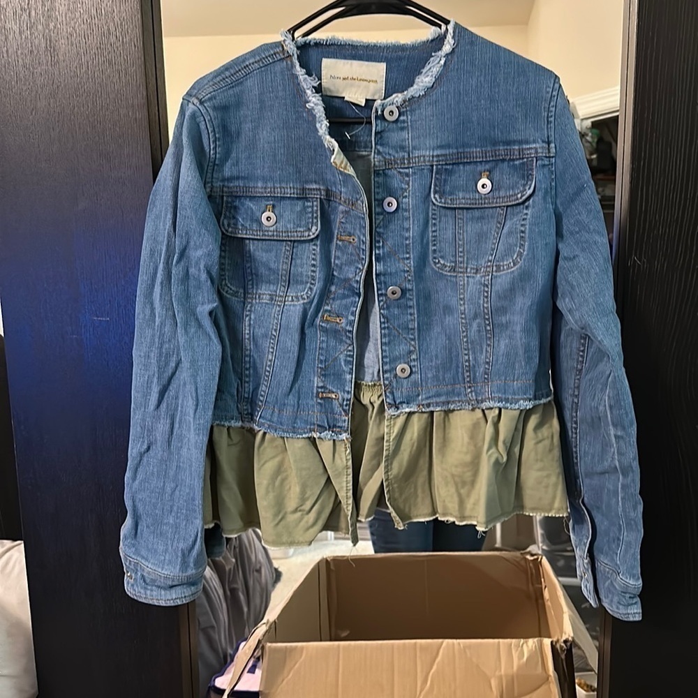Anthropologie Pilcro collarless flounce jean jacket - Picture 2 of 4